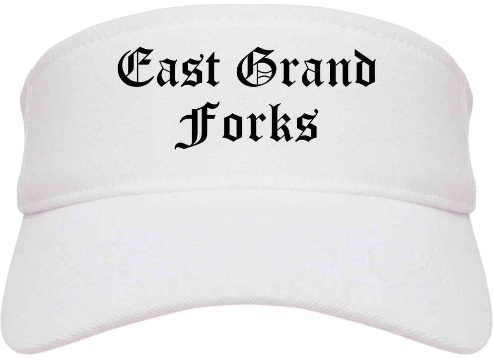 East Grand Forks Minnesota MN Old English Mens Visor Cap Hat White