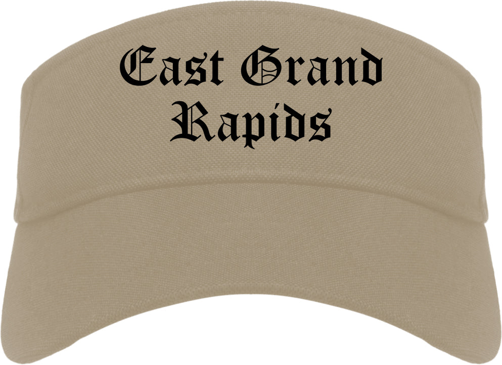 East Grand Rapids Michigan MI Old English Mens Visor Cap Hat Khaki