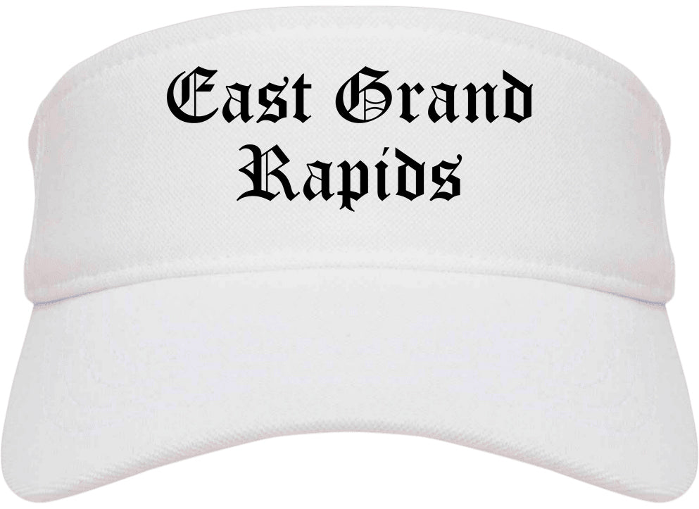 East Grand Rapids Michigan MI Old English Mens Visor Cap Hat White