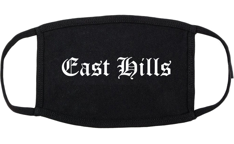 East Hills New York NY Old English Cotton Face Mask Black
