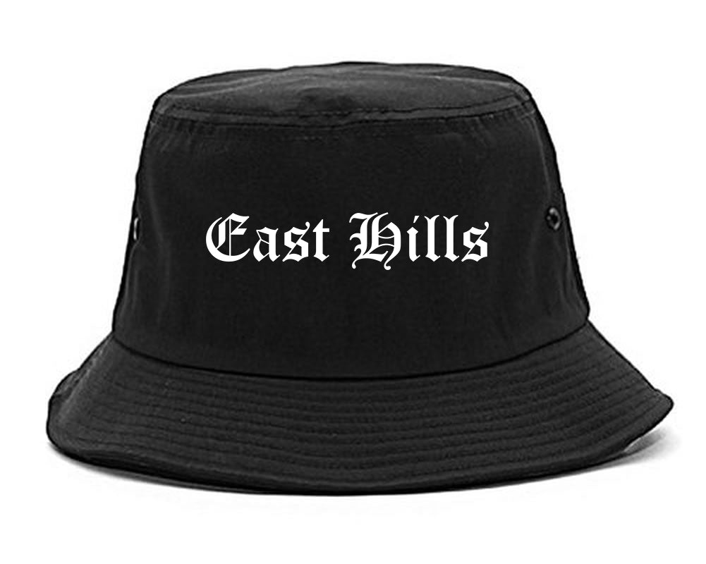 East Hills New York NY Old English Mens Bucket Hat Black