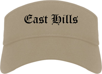 East Hills New York NY Old English Mens Visor Cap Hat Khaki