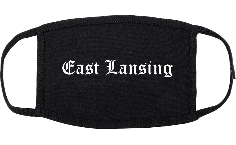 East Lansing Michigan MI Old English Cotton Face Mask Black