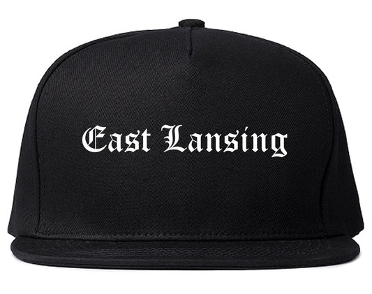 East Lansing Michigan MI Old English Mens Snapback Hat Black