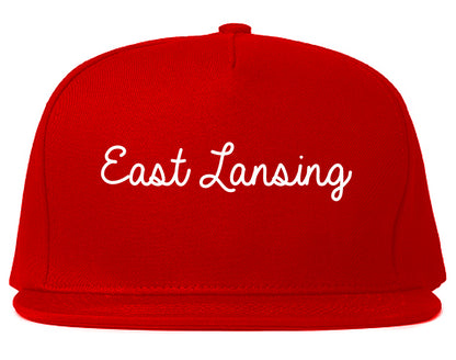 East Lansing Michigan MI Script Mens Snapback Hat Red