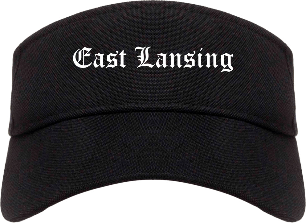 East Lansing Michigan MI Old English Mens Visor Cap Hat Black