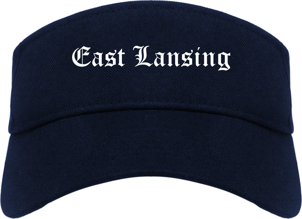 East Lansing Michigan MI Old English Mens Visor Cap Hat Navy Blue