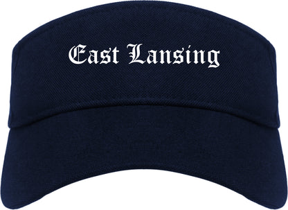 East Lansing Michigan MI Old English Mens Visor Cap Hat Navy Blue