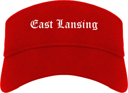 East Lansing Michigan MI Old English Mens Visor Cap Hat Red