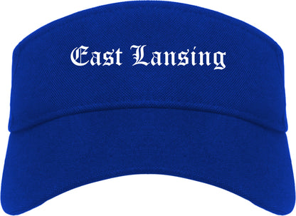 East Lansing Michigan MI Old English Mens Visor Cap Hat Royal Blue