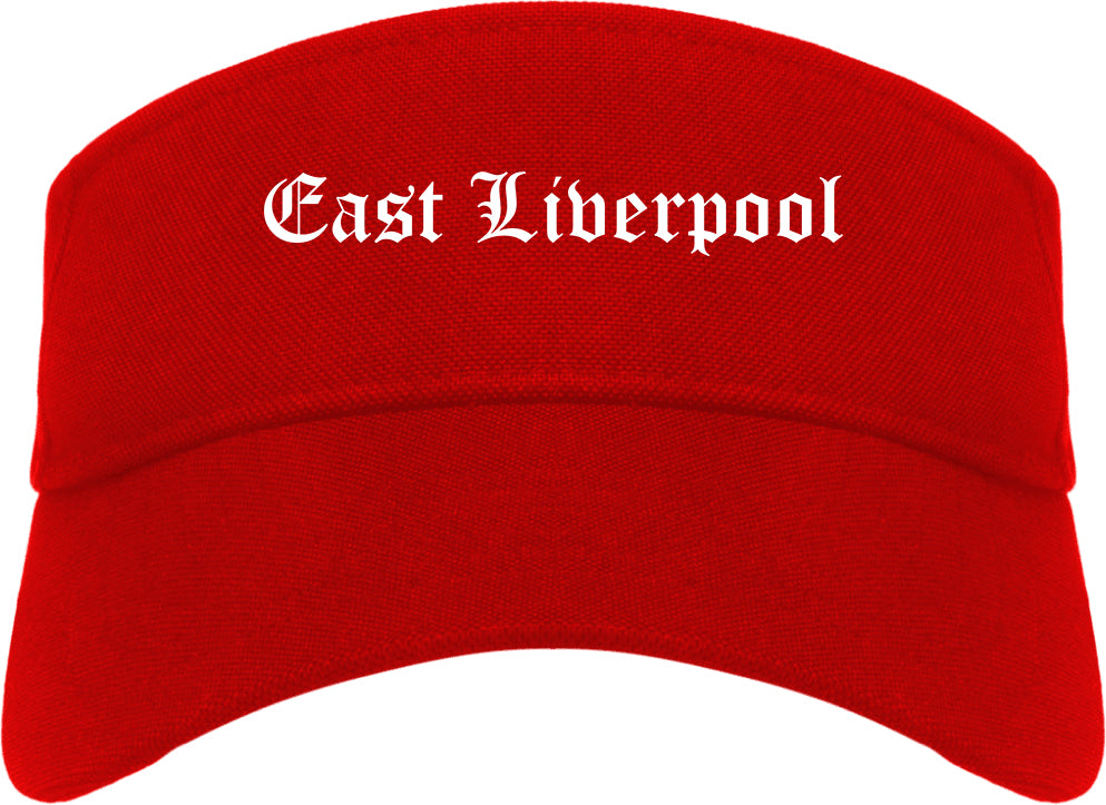 East Liverpool Ohio OH Old English Mens Visor Cap Hat Red