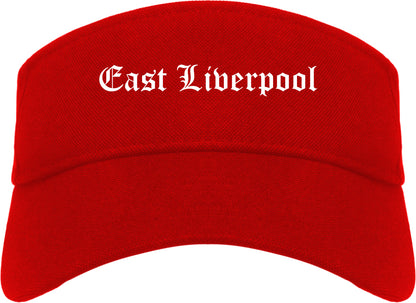 East Liverpool Ohio OH Old English Mens Visor Cap Hat Red