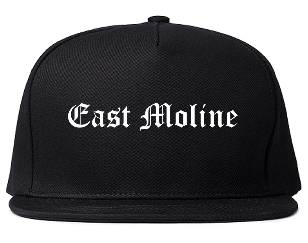 East Moline Illinois IL Old English Mens Snapback Hat Black