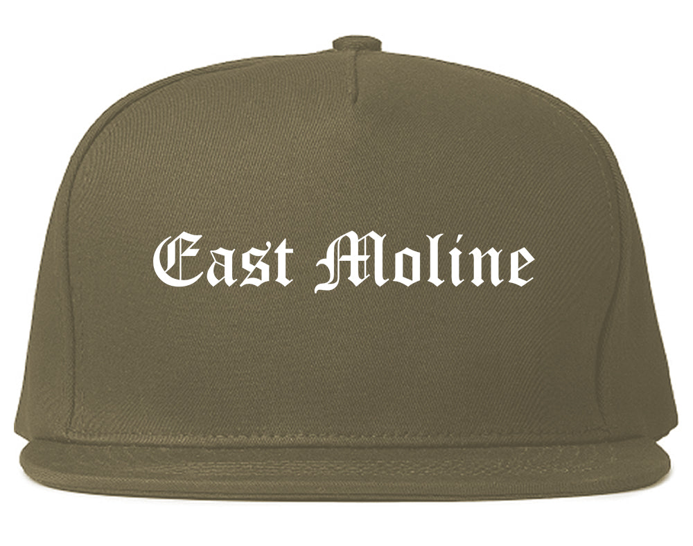 East Moline Illinois IL Old English Mens Snapback Hat Grey