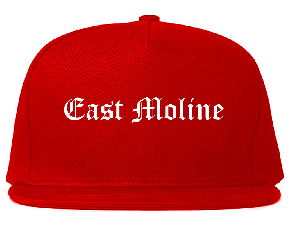 East Moline Illinois IL Old English Mens Snapback Hat Red