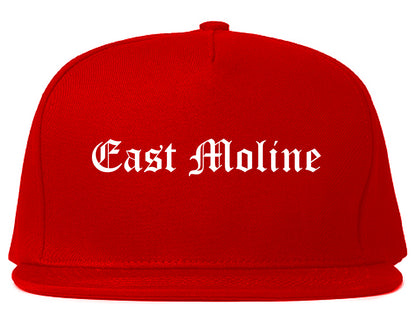 East Moline Illinois IL Old English Mens Snapback Hat Red