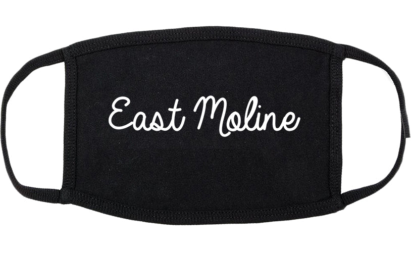 East Moline Illinois IL Script Cotton Face Mask Black