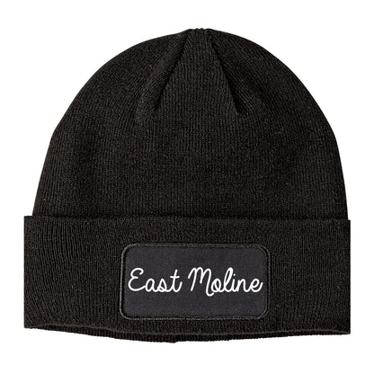 East Moline Illinois IL Script Mens Knit Beanie Hat Cap Black