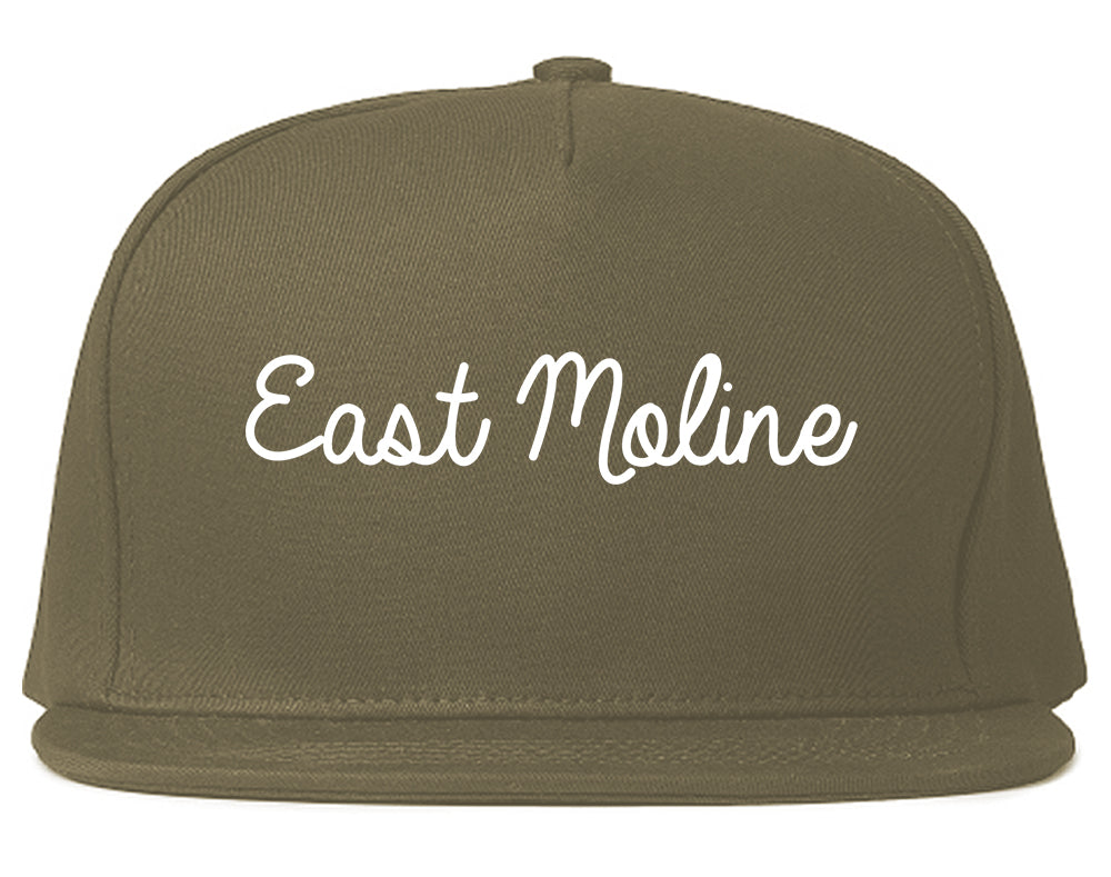 East Moline Illinois IL Script Mens Snapback Hat Grey