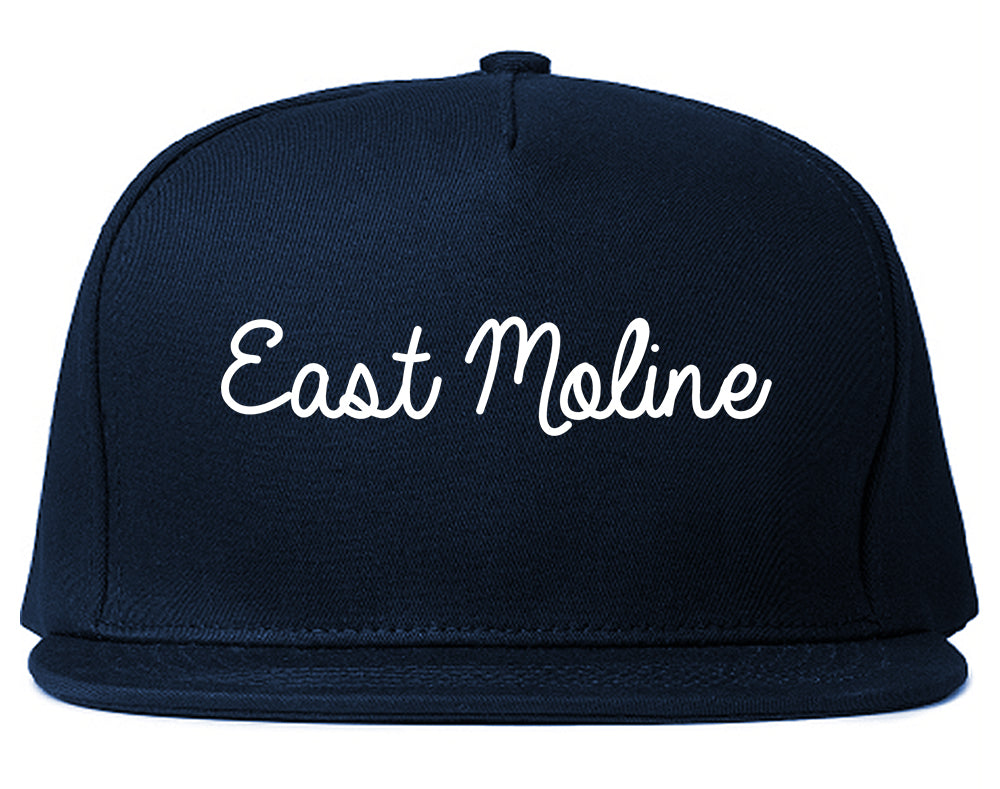 East Moline Illinois IL Script Mens Snapback Hat Navy Blue