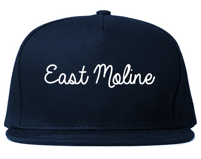 East Moline Illinois IL Script Mens Snapback Hat Navy Blue