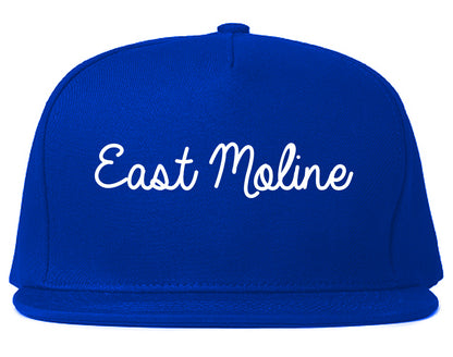 East Moline Illinois IL Script Mens Snapback Hat Royal Blue