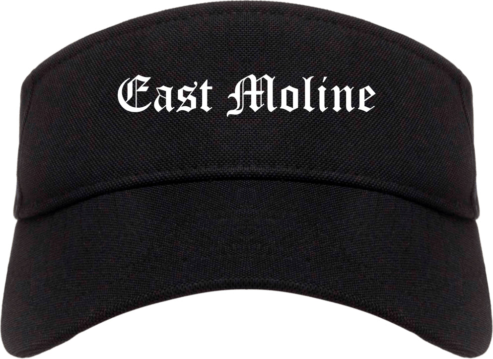 East Moline Illinois IL Old English Mens Visor Cap Hat Black