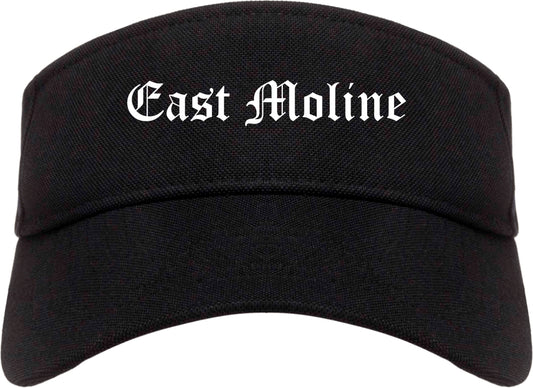 East Moline Illinois IL Old English Mens Visor Cap Hat Black