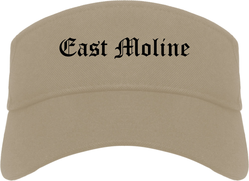 East Moline Illinois IL Old English Mens Visor Cap Hat Khaki