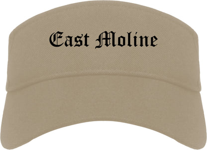 East Moline Illinois IL Old English Mens Visor Cap Hat Khaki