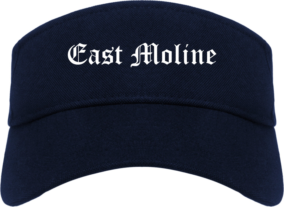 East Moline Illinois IL Old English Mens Visor Cap Hat Navy Blue