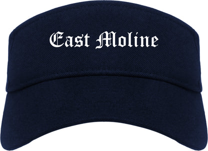 East Moline Illinois IL Old English Mens Visor Cap Hat Navy Blue
