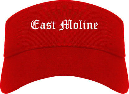 East Moline Illinois IL Old English Mens Visor Cap Hat Red