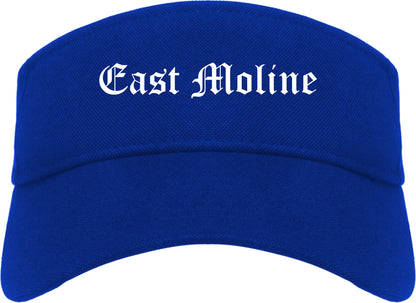 East Moline Illinois IL Old English Mens Visor Cap Hat Royal Blue
