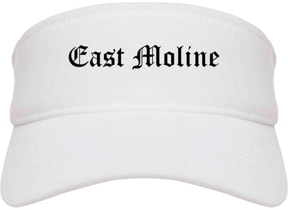 East Moline Illinois IL Old English Mens Visor Cap Hat White
