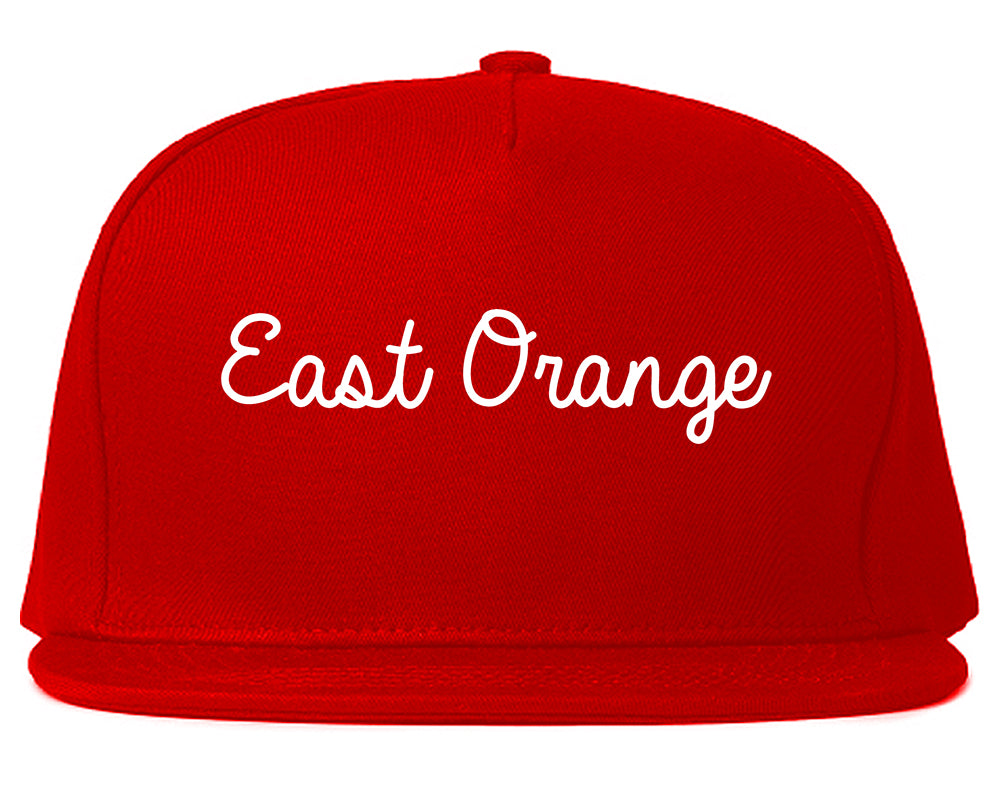 East Orange New Jersey NJ Script Mens Snapback Hat Red