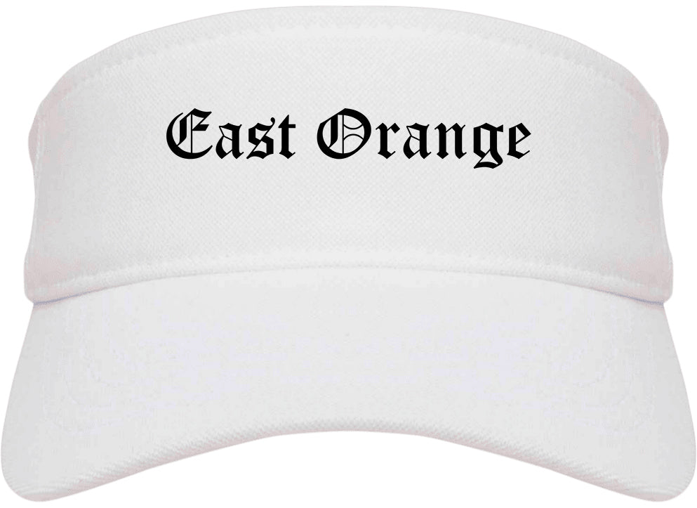 East Orange New Jersey NJ Old English Mens Visor Cap Hat White