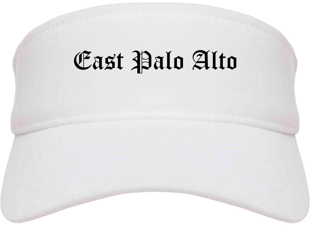 East Palo Alto California CA Old English Mens Visor Cap Hat White