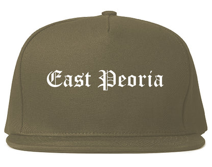 East Peoria Illinois IL Old English Mens Snapback Hat Grey