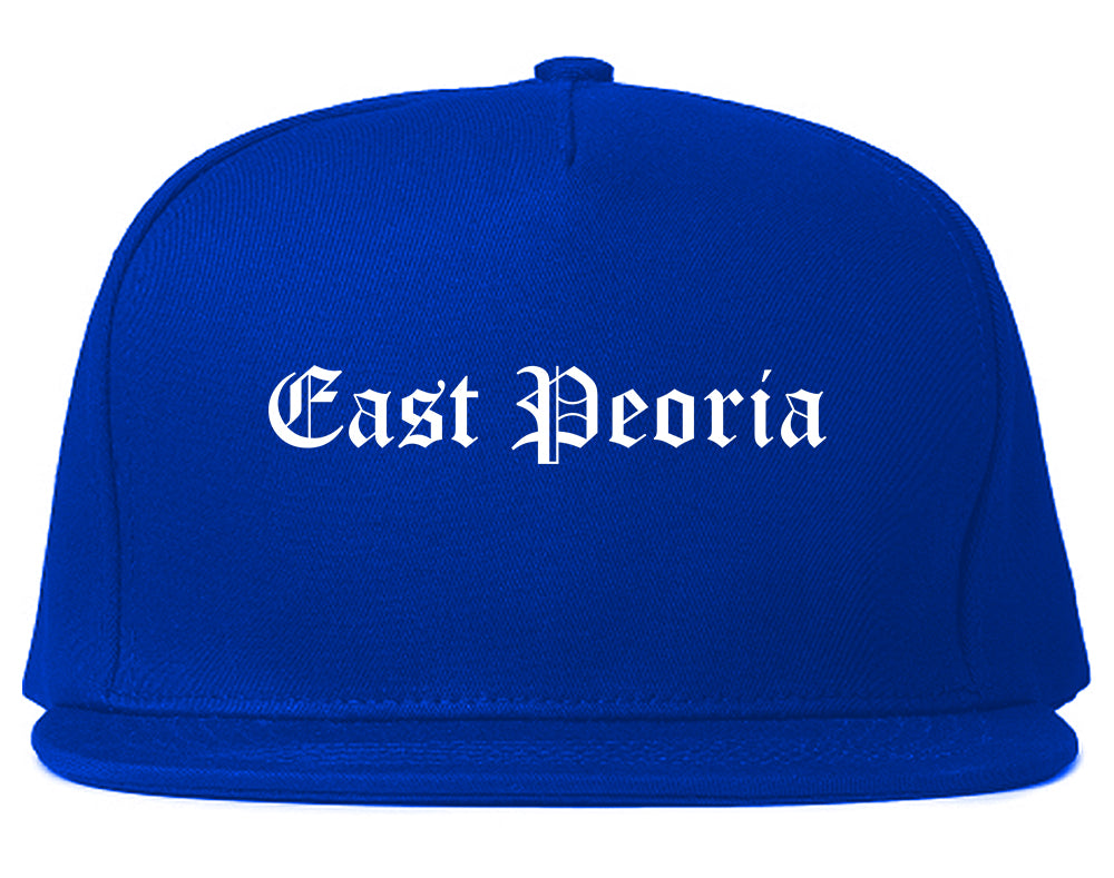 East Peoria Illinois IL Old English Mens Snapback Hat Royal Blue
