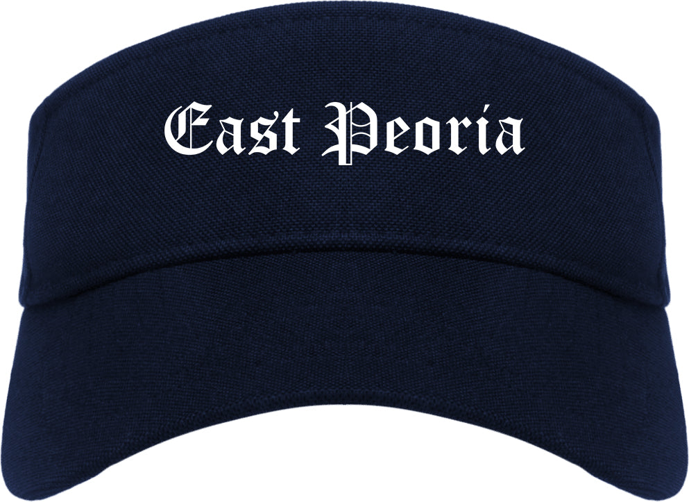 East Peoria Illinois IL Old English Mens Visor Cap Hat Navy Blue