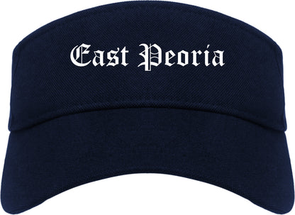 East Peoria Illinois IL Old English Mens Visor Cap Hat Navy Blue