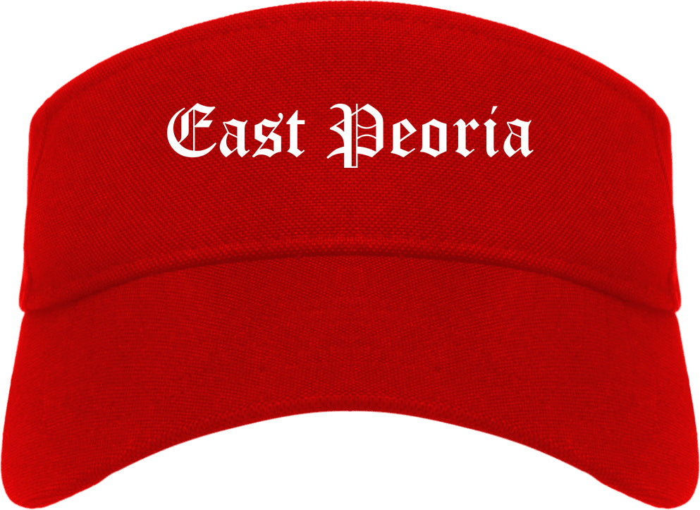 East Peoria Illinois IL Old English Mens Visor Cap Hat Red