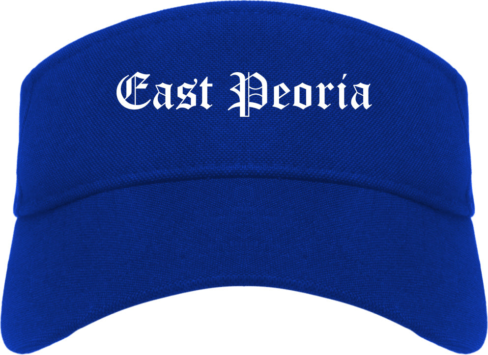 East Peoria Illinois IL Old English Mens Visor Cap Hat Royal Blue
