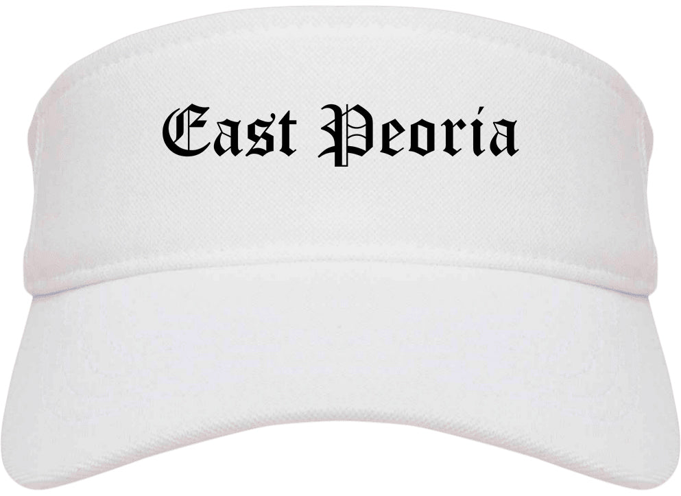 East Peoria Illinois IL Old English Mens Visor Cap Hat White