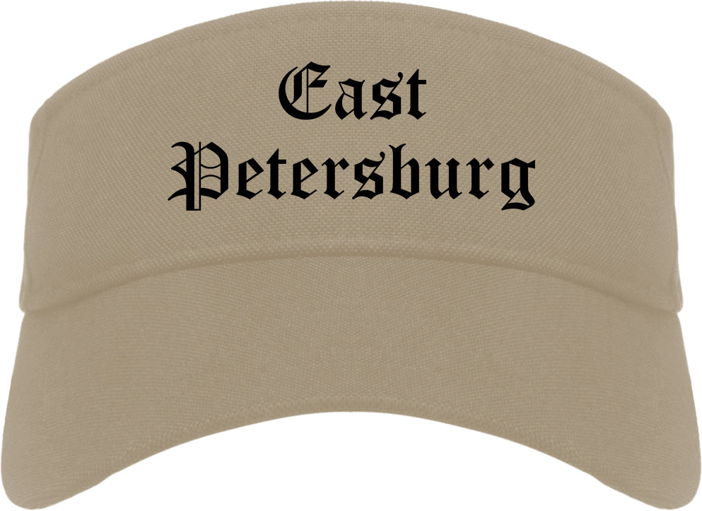 East Petersburg Pennsylvania PA Old English Mens Visor Cap Hat Khaki