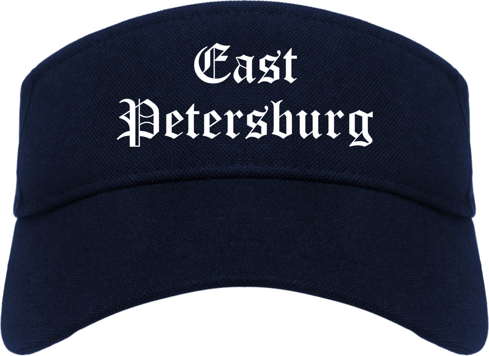 East Petersburg Pennsylvania PA Old English Mens Visor Cap Hat Navy Blue