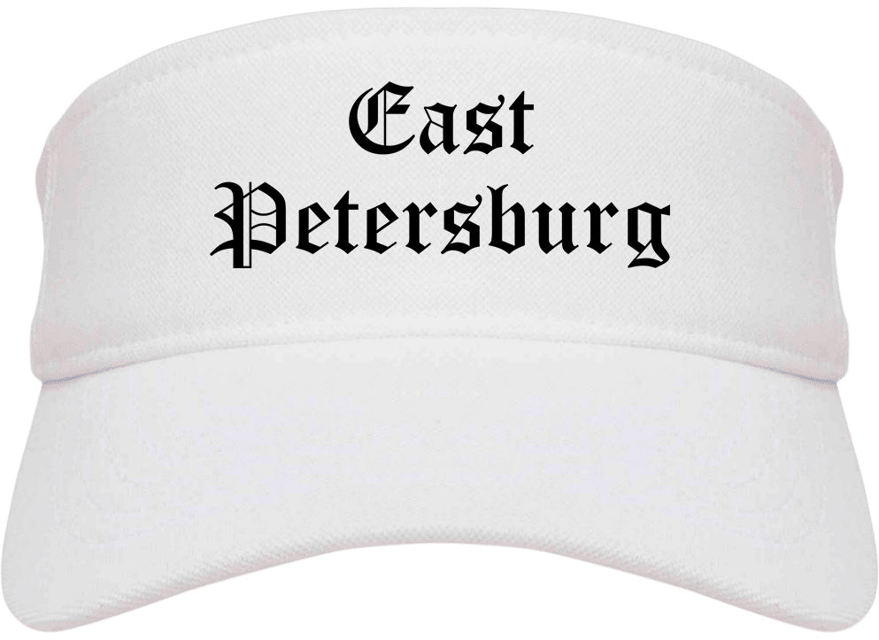 East Petersburg Pennsylvania PA Old English Mens Visor Cap Hat White