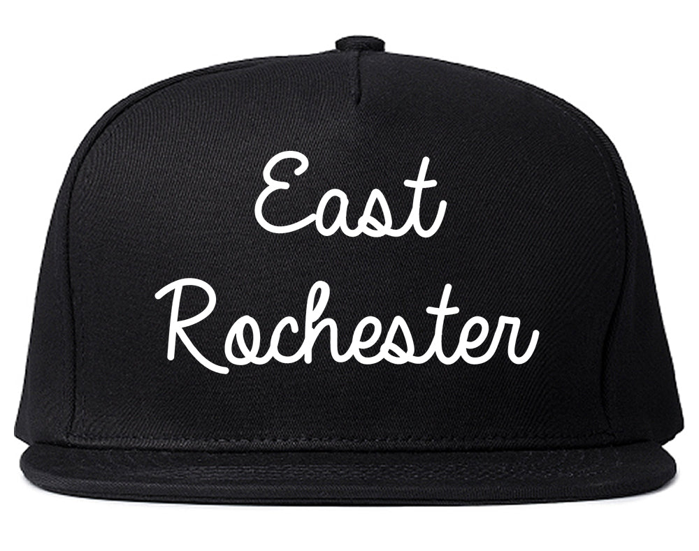 East Rochester New York NY Script Mens Snapback Hat Black