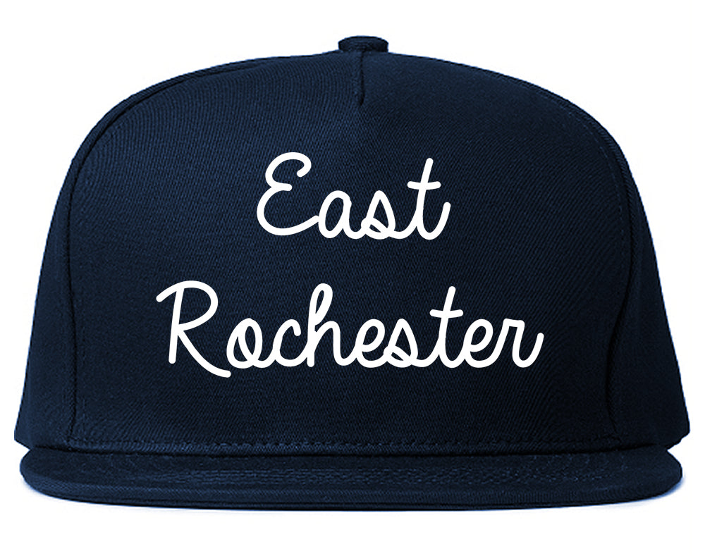 East Rochester New York NY Script Mens Snapback Hat Navy Blue